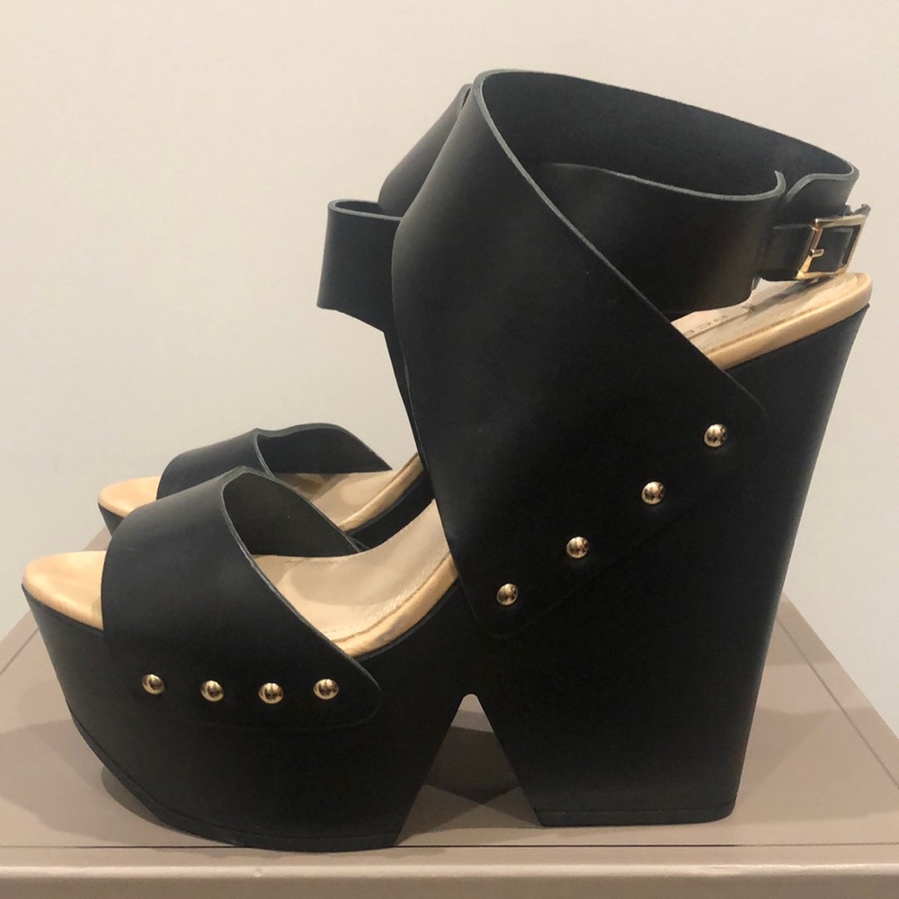 BCBG Leather Sandal Wedges